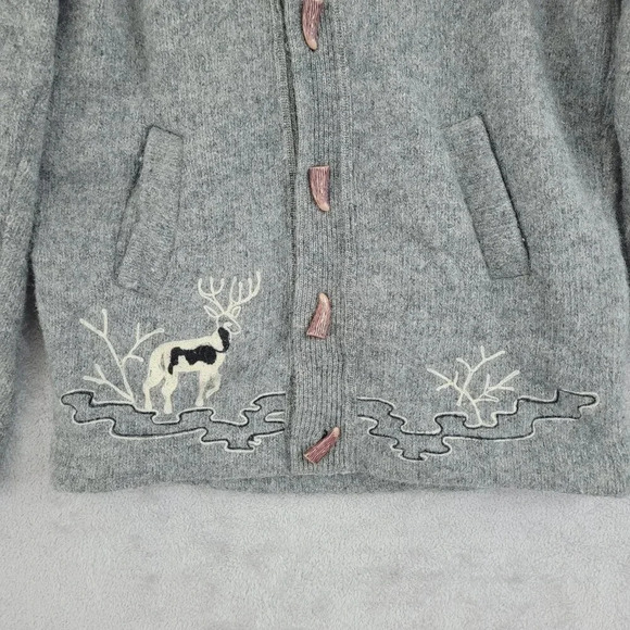 Vintage Caldwell Reindeer Mens XL 100% Wool Cardigan Sweater Made in Canada - Picture 7 of 10